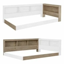 Discount 🛒 Home Square 2-Piece Set With 2 Headboard Storage Bookcases In Natural 😍